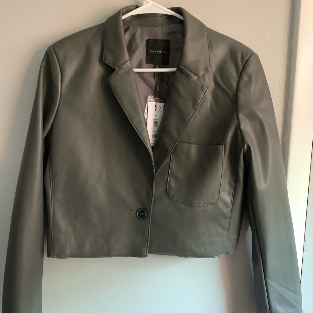 Faux leather blazer